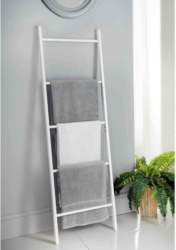 White wooden towel ladder - white, –