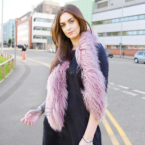 Mongolian lamb fur boa scarf - fur,