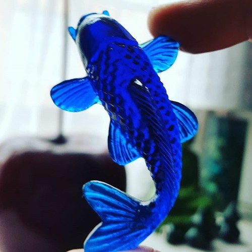 Unique sapphire koi - unique, brooch