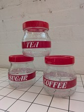 Vtg 70s 80s Italian Covetro Glass Tea Sugar Coffee Kitchen Stacking Storage Jars