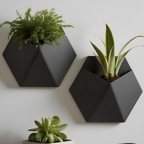 Geometric hexagonal flower pot - flower,