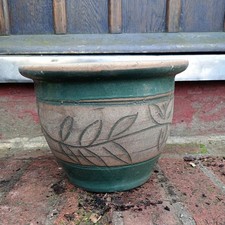 Green Glazed Clay Plant Pots