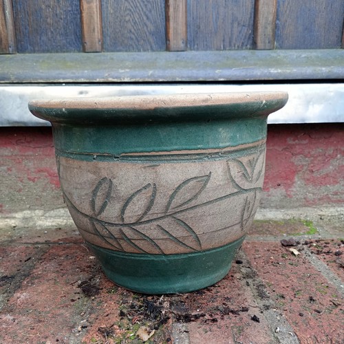 Green glazed clay plant pots - plant,