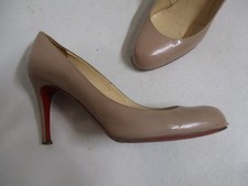 CHRISTIAN LOUBOUTIN nude leather round toe  pumps heels shoes sz 36 6