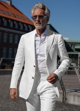 Linen 2Pcs Men's Suits Formal Business Tuxedos Wedding Evening Jacket Party Coat