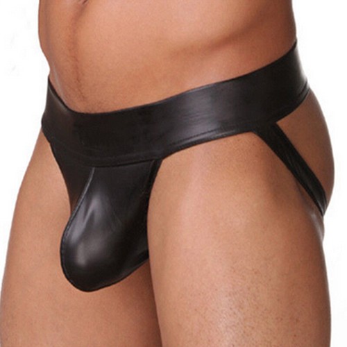 Men faux leather jock - men, strap