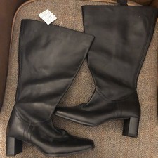 Wide Calf Wide Fit Boots Real Leather Zip Ladies Knee High Calf Mid Heel Shoes