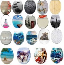 Novelty Toilet Seats Printed Design MDF WC Loo Seats With Stainless Steel Hinges