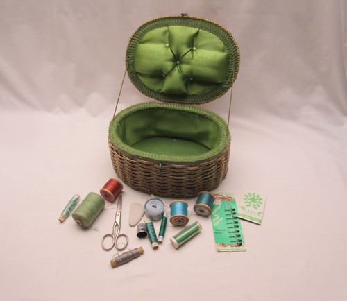 Vintage small faux - wicker, oval
