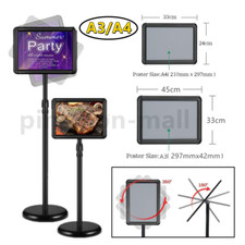  A3/A4 Floor Poster Stand Pedestal Sign Holder Business Menu Display Adjustable