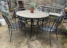 Vintage Mosaic Round Garden Table and 4 Chairs