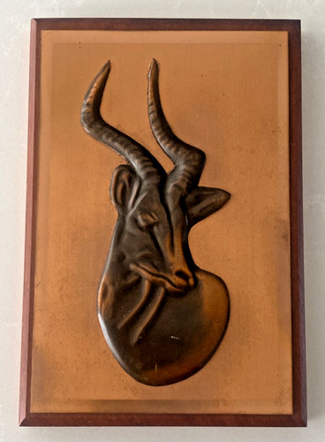 Vintage copper antelope - copper, relief