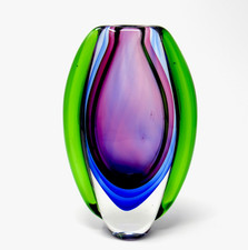 Murano Sommerso Technique Art Glass Freeform Goddess Vase Side Wings