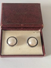 Vintage Hickok USA Cufflinks 2cm Pearl Design in Original Box Unworn