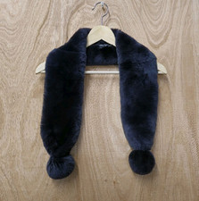 Emporio Armani Scarf Collar Rabbit Fur Pompom Dark Grey Italy Ladies         450