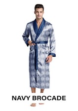 Mens Silk Satin Robe - Brocade