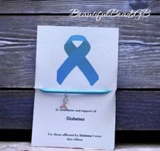 In awareness and support wish bracelets Set Of 6 Bundle Diabetes Ribbon Charm