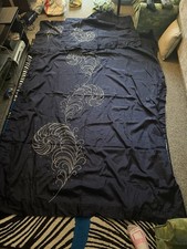 Kylie Minogue Navy Silver Feather Swirl single Duvet Cover Fabric Panel