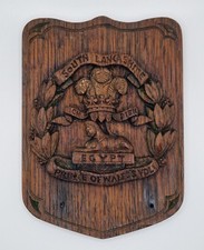 WW1 Hand Carved Wooden Regimental Plaque - South Lancashire Prince of Wales Vols