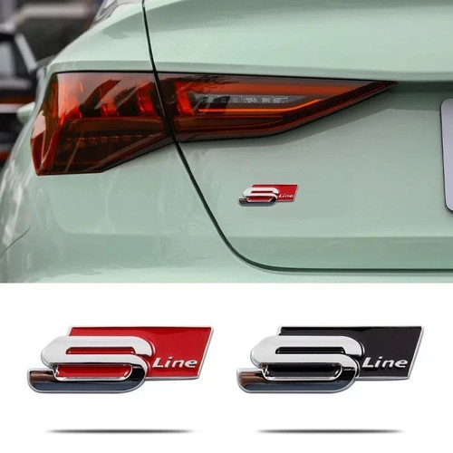 Red black line badge - &,