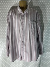 Mens Mantaray Size 3XL XXXL White Red Stripe Long Sleeve Smart Casual Shirt