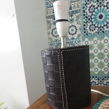 Vintage Table Lamp  Brown Faux Leather Table Bedside Lamp  very rare 