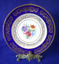 Stunning Paragon Cabinet Plate Cobalt Blue, Pale Yellow & Gold And Floral Centre