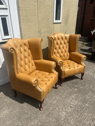 Tan leather chesterfield - tan,