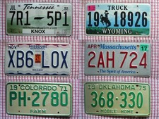 JOB LOT SET OF 6 ROUGH CONDITION AMERICAN LICENSE LICENCE NUMBER PLATES #3+3