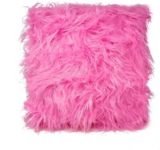Mongolian Faux Fur Cushion Cover in Bright Candy Pink 45cm x 45cm
