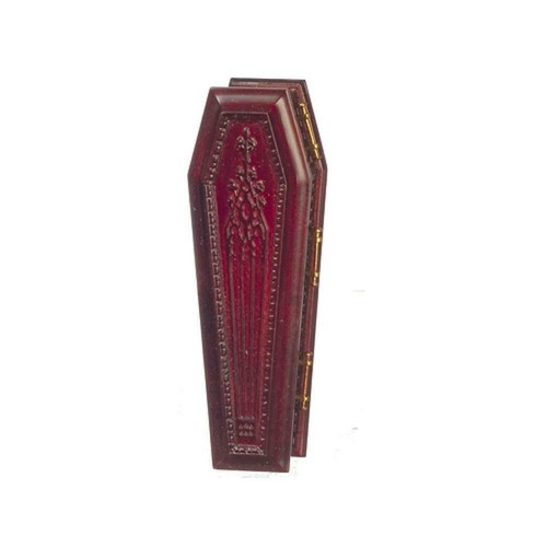 Dolls house mahogany coffin - house,
