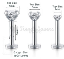 2X CZ Labret Monroe Lip Bar Tragus Cartilage Helix Ring Stud Upper Ear Piercings