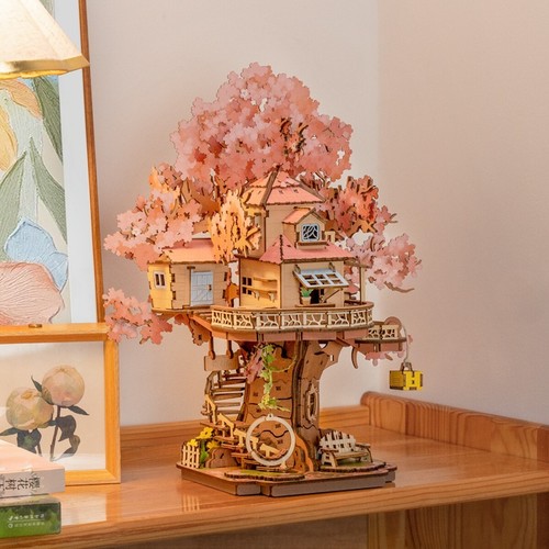 Diy wooden puzzles sakura tree - wooden,