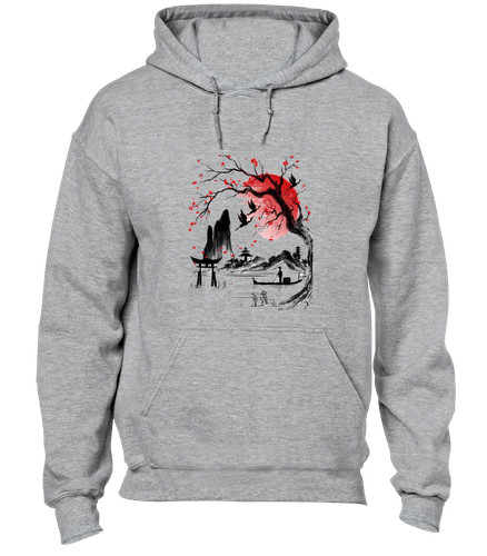 Japanese village scene hoody - village,
