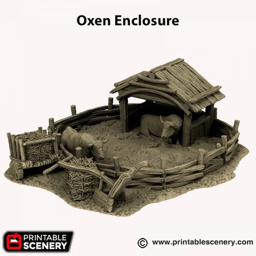 Oxen enclosure miniature - oxen,
