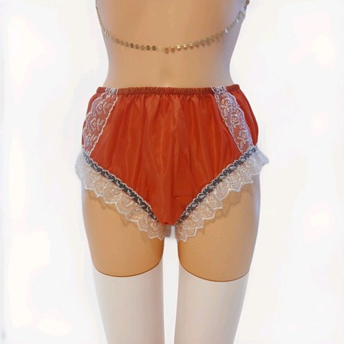 Red nylon knickers with white - nylon,