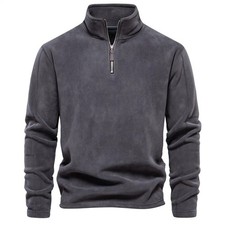 Mens Half Zip Fleece Jacket Warm Winter Pullover Jumper Tops Sweater Sweatshirt