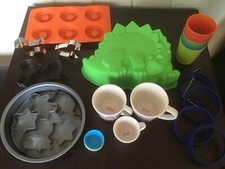 Job Lot Kids Bake Set : Dinosaur/Doughnut moulds, Cutters, Measures etc- REDUCED