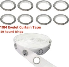 10 Metres Curtain Heading Tape with 80 Round Eyelet Rings for Curtain Blinds 