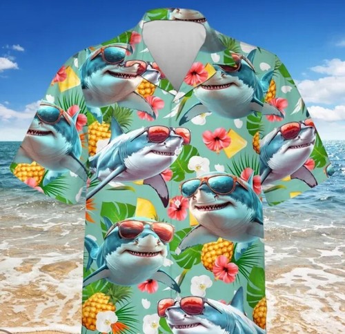 Tropical shark hawaiian - tropical, shirt