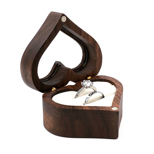 Wooden heart shape ring - wooden,
