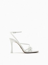 ZARA NEW HIGH-HEEL STRAPPY SANDALS ECRU WHITE REF 2303/210 SIZE 41 UK 8