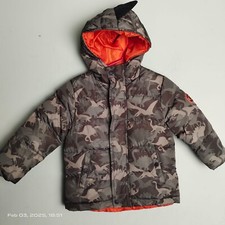 Camouflage Dinosaur Padded Jacket Boys Khaki Print Coat With Hood 12-18 Months