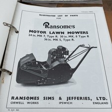 Ransomes Motor lawn mower mk 7 type R 30/mk 8 -/R 36 inch / mk 5/Rparts manual 
