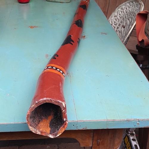 Red black painted wood - &,