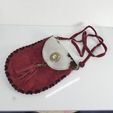 Cowhide Suede Bag Western Fringe Crossbody Navajo Bohemian Red Borse in Pelle