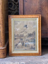Dated 1808 Country House Watercolour Dog Painting Antique Maple Frame