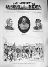 Original Old Antique Print 1884 Bust Longfellow Hullah Gibson War Soudan Hewett