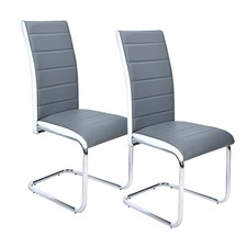 2 / 4 / 6 Modern High Back Faux Leather Dining Chair Chrome Legs Rest Chrome UK
