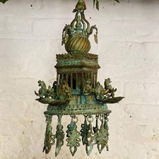 Bronze Hanging Oil Lamp Krishna Mandir Temple Nepalese Hindu Shikhara Diwali